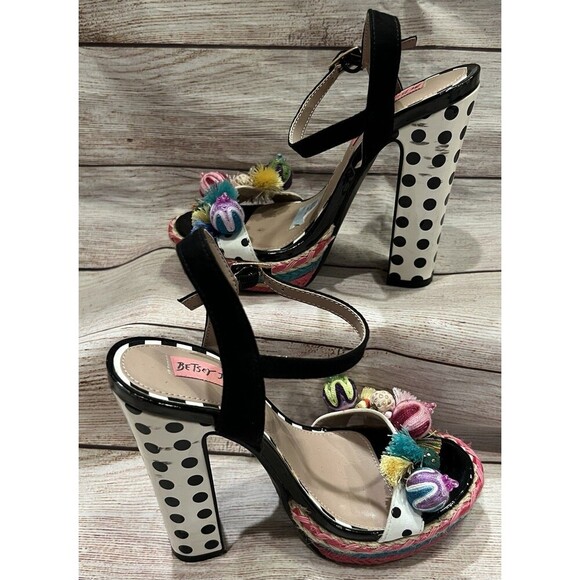 Betsey Johnson Womens Polka Fabric - Special Occasion Slingback Platform 5.5M - Picture 4 of 9